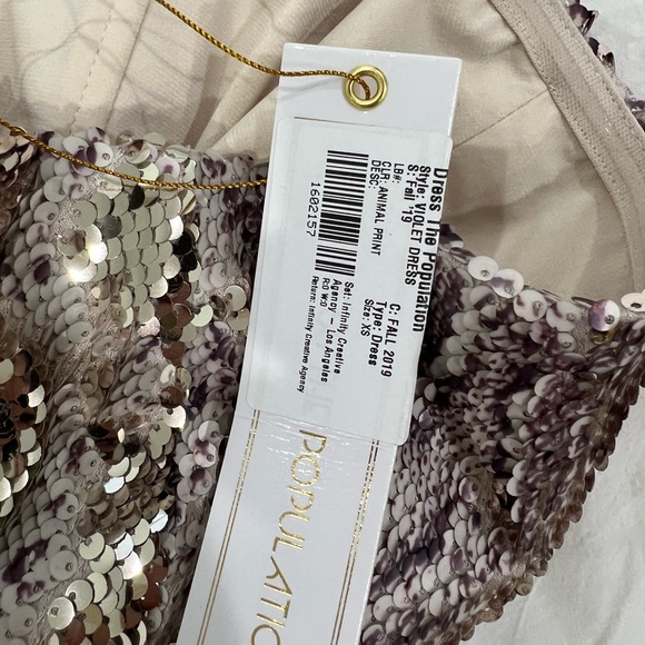 Dress the Population- VIOLET WOMENS SEQUINED SNAKE PRINT PARTY DRESS- NWT - Picture 6 of 8